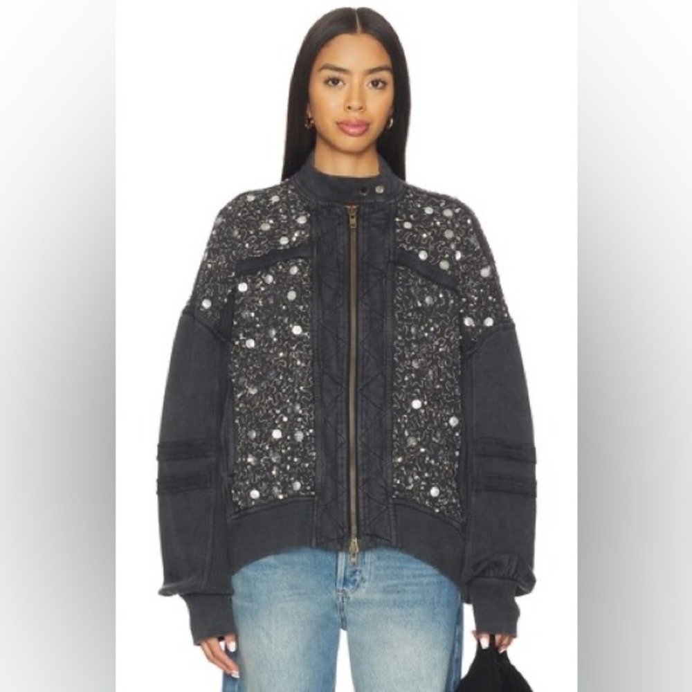 Free People Sparkle Sweatshirt in Black Combo